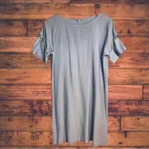 Madewell Navy Pinstriped Lace Up Sleeve Dress XS
